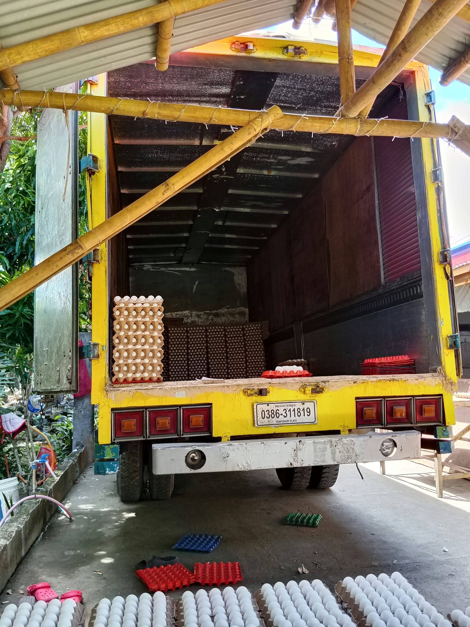 Egg delivery truck